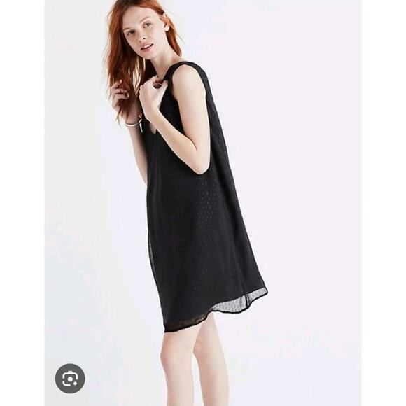 Madewell Black Silk Contemporary Sleeveless Mini Nightshine Shift Dress Size 6 - Picture 2 of 9